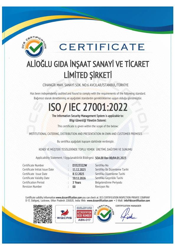 ISO IEC 27001:2022 belgesi